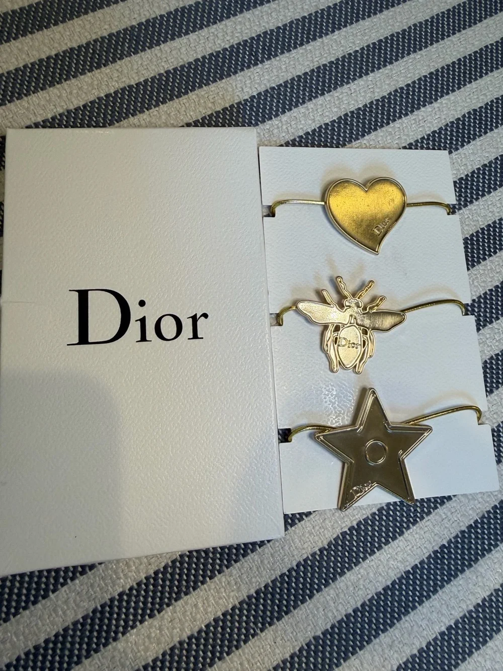 DIOR GWP Gold-Coloured:- The Star, The Bee & The Heart Hair Rubber Bands. 🏆